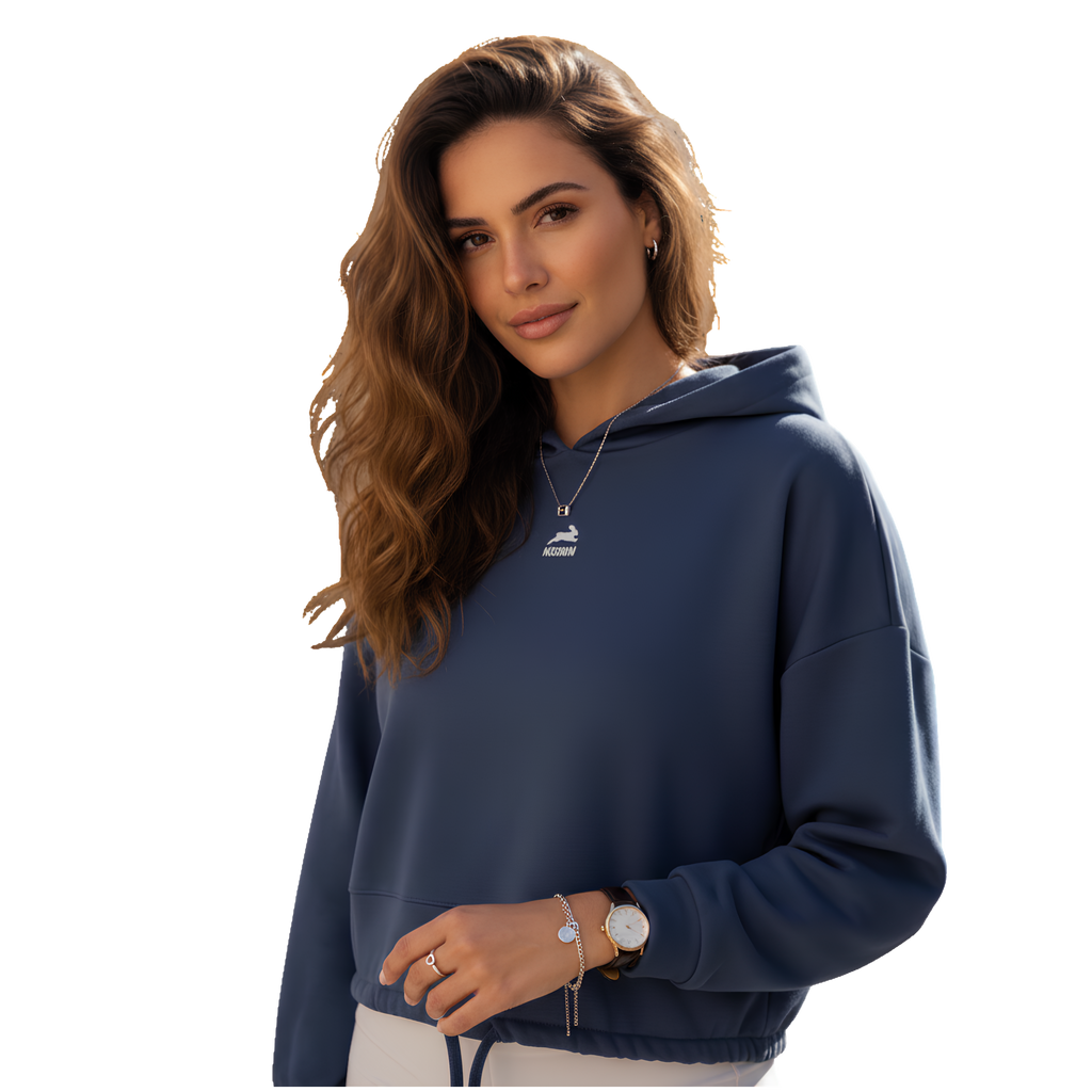 Women's TriDri® Cropped Oversized Hoodie Michkom centre logo small white