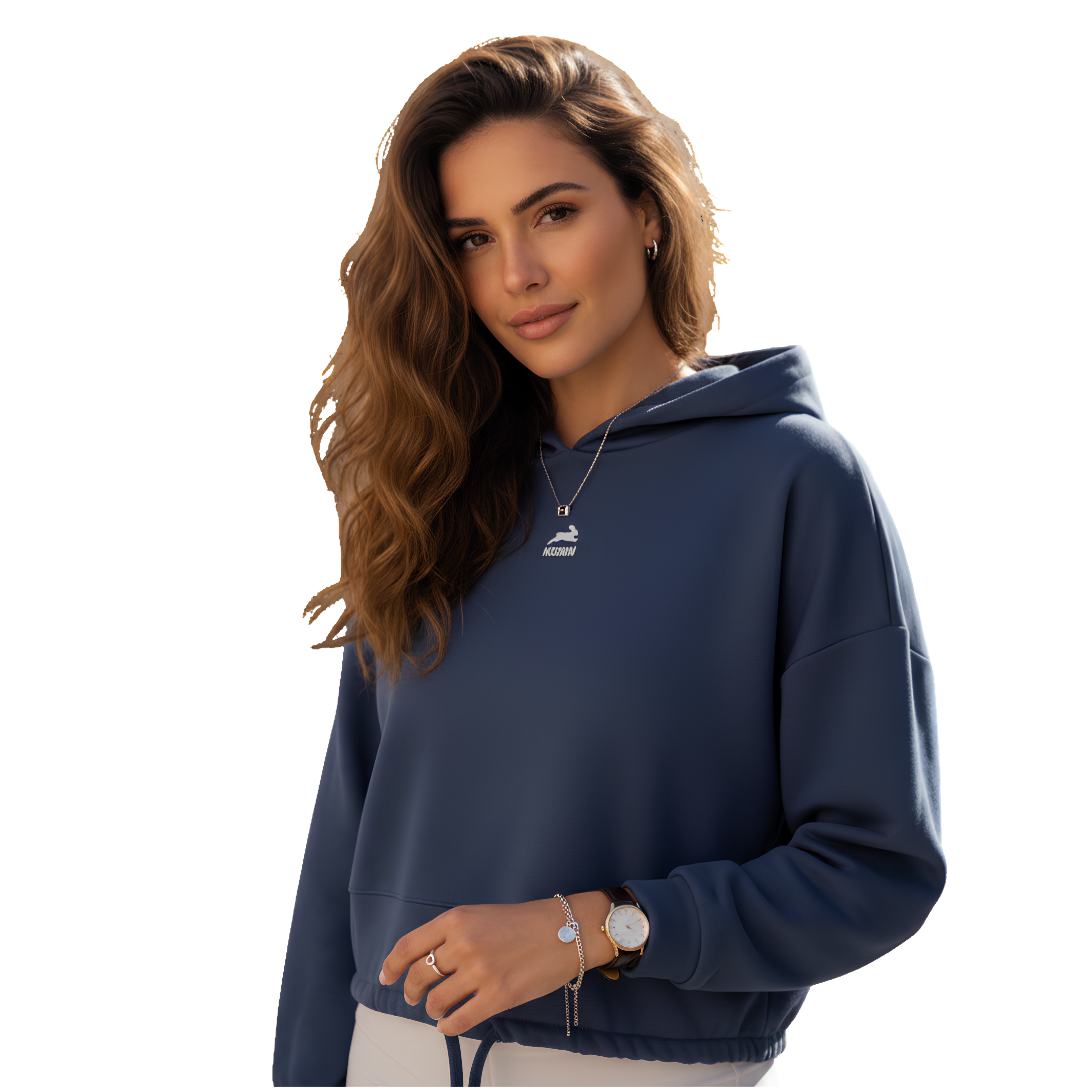 Women's TriDri® Cropped Oversized Hoodie Michkom centre logo small white