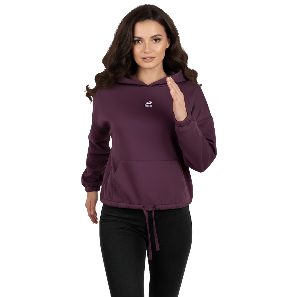 Women's TriDri® Cropped Oversized Hoodie Michkom centre logo small white