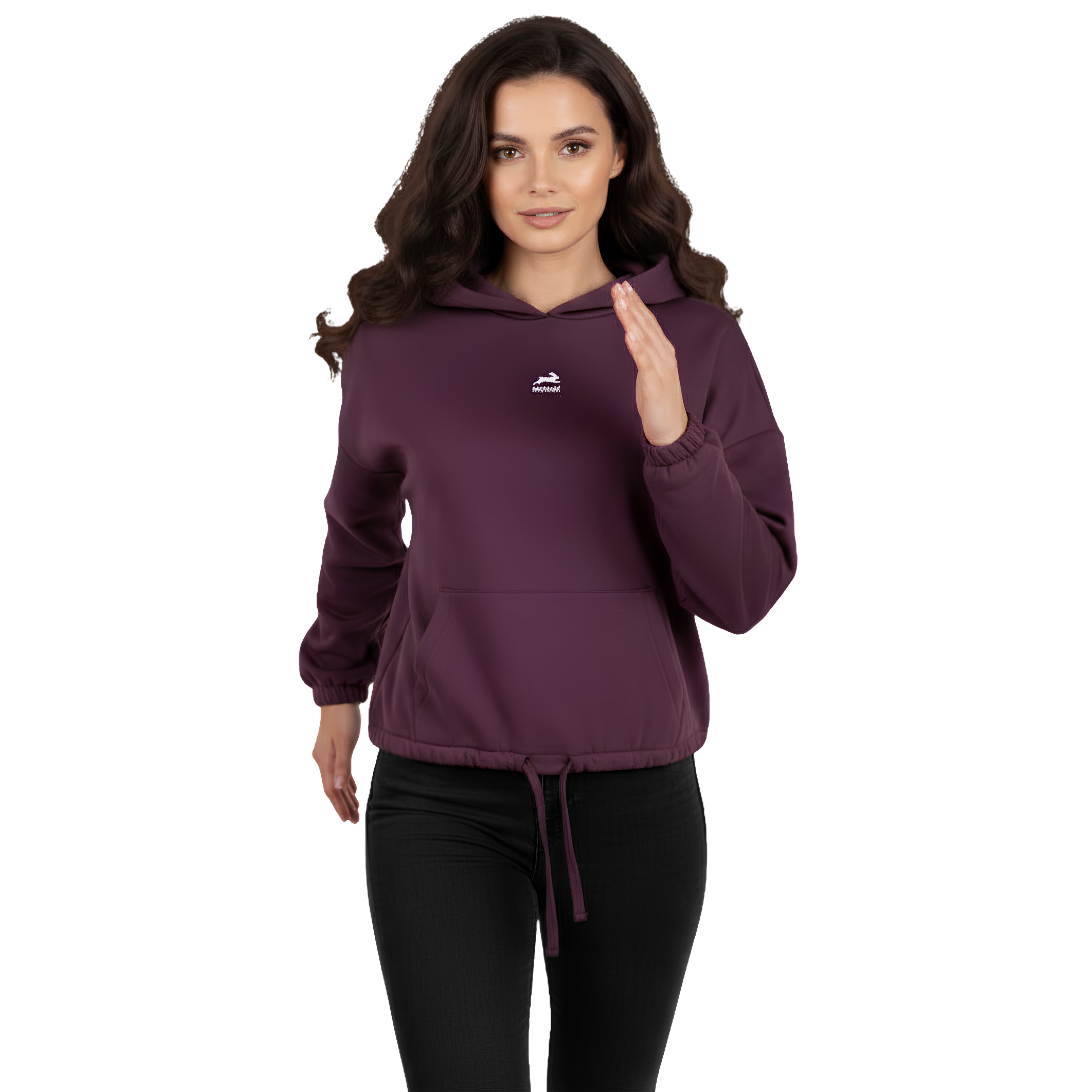 Women's TriDri® Cropped Oversized Hoodie Michkom centre logo small white