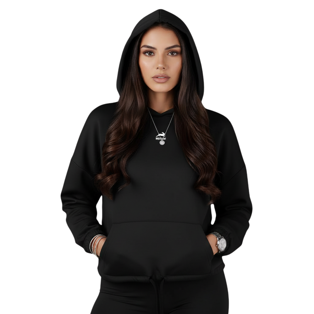 Women's TriDri® Cropped Oversized Hoodie Michkom centre logo small white