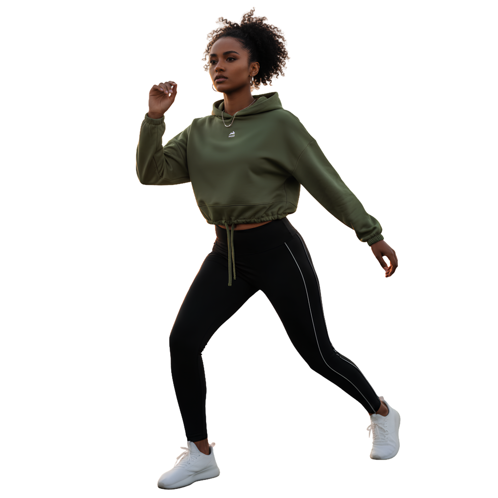 Women's TriDri® Cropped Oversized Hoodie Michkom centre logo small white
