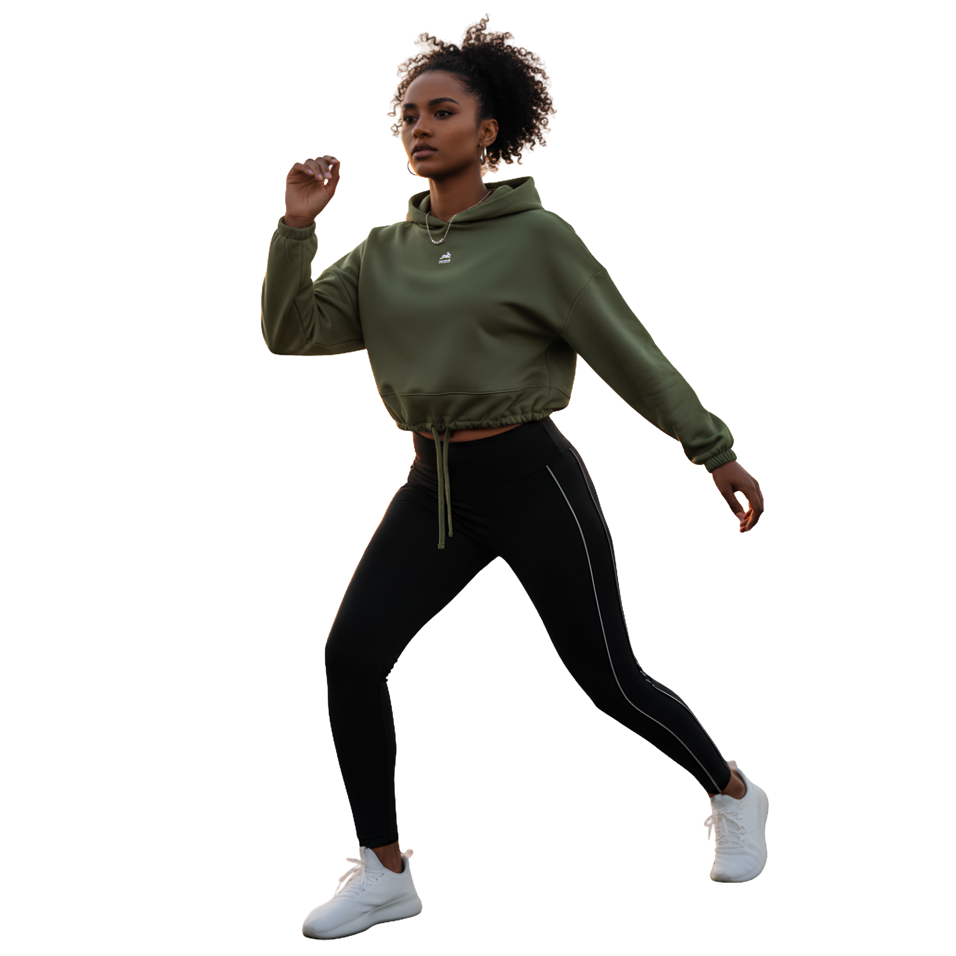 Women's TriDri® Cropped Oversized Hoodie Michkom centre logo small white