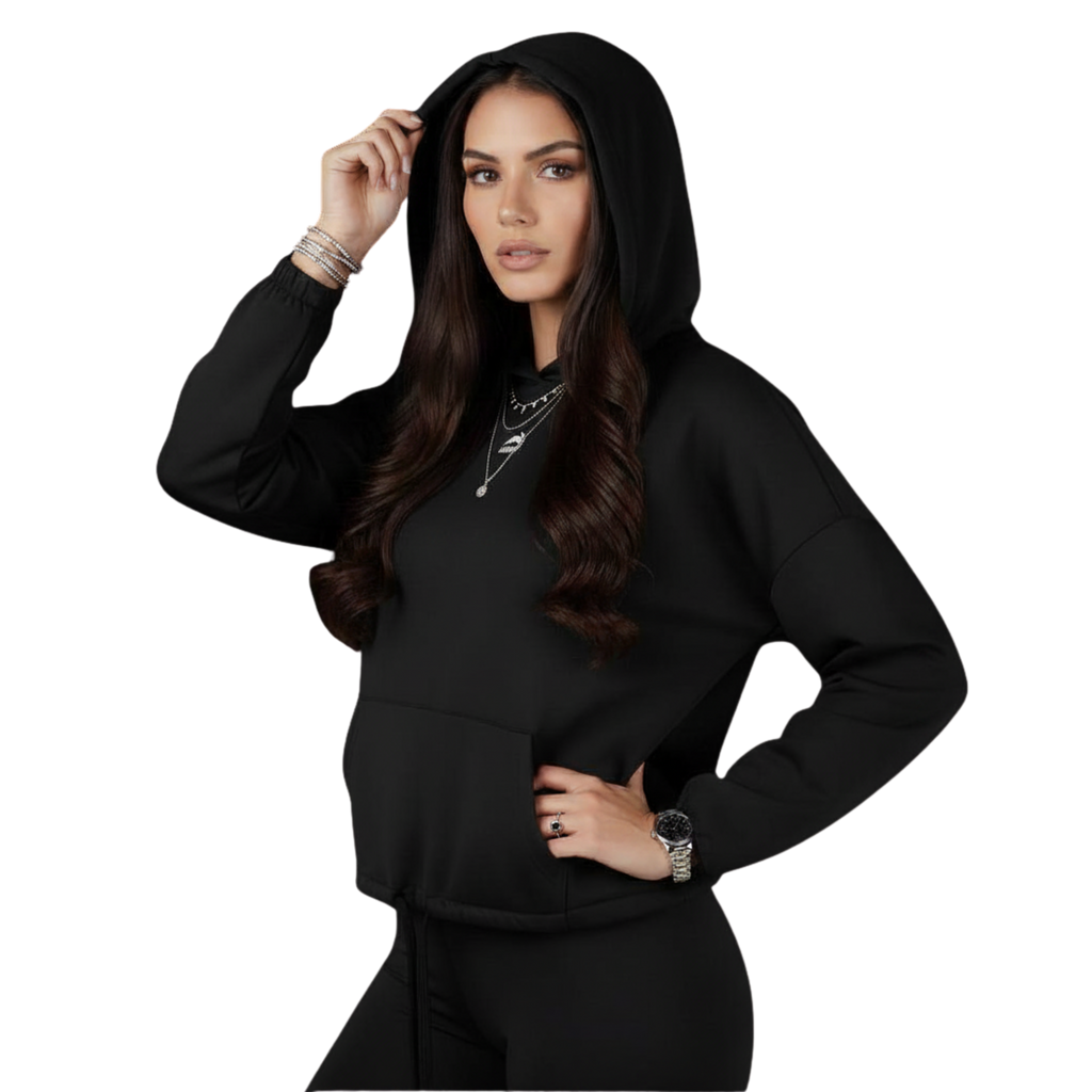 Women's TriDri® Cropped Oversized Hoodie Michkom centre logo small white